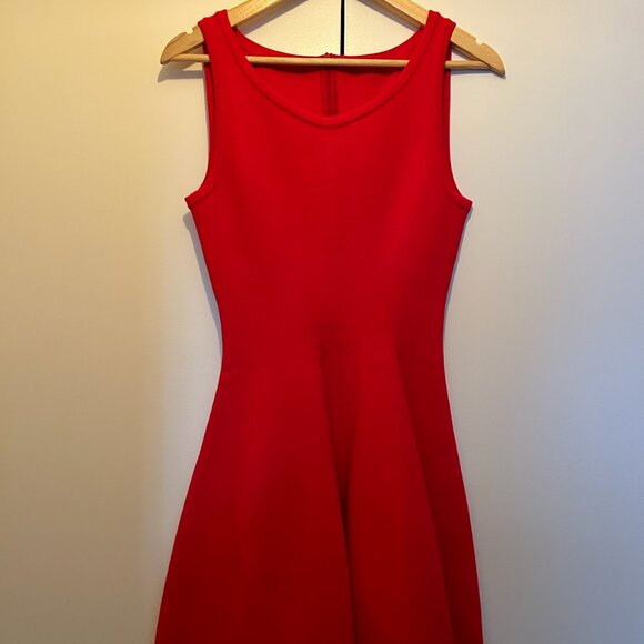 Alaia Ruby Red Stretch Knit Laser Cut Hem Detail Flared Mini - Picture 2 of 5